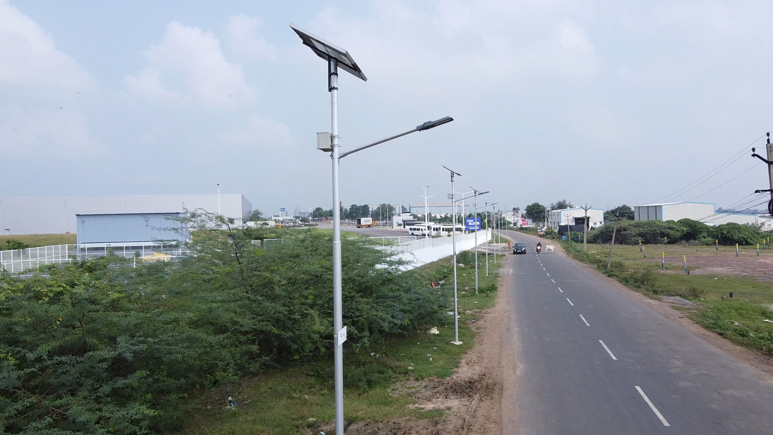 Installation of solar street lights in village