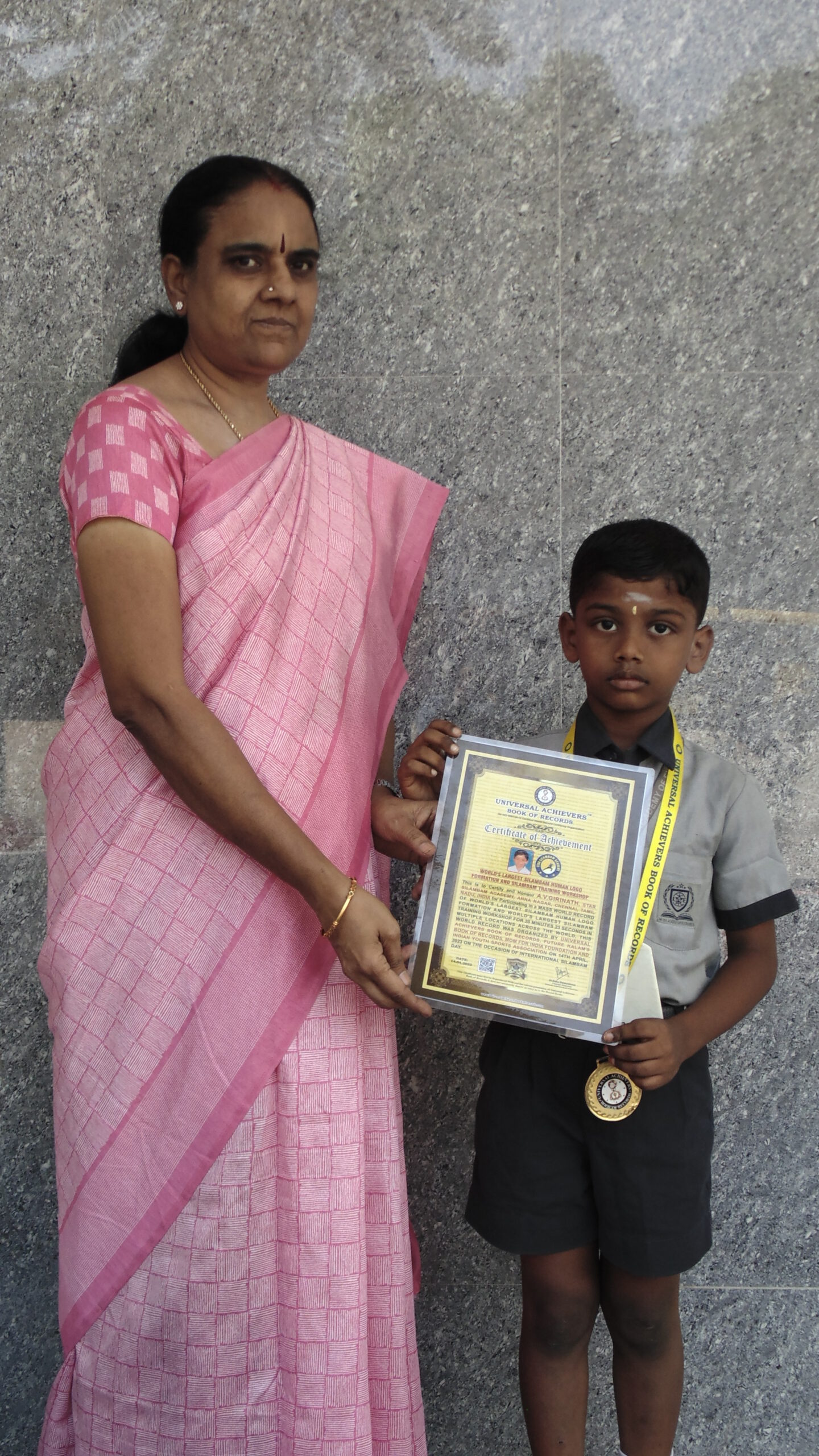 Student participates in a Mass World Record