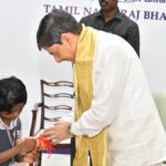 In a heartwarming gesture that epitomizes the spirit of unity and tradition, Lakshitha, student of Std. 2 at Velammal Vidyalaya, Karambakkam had the honor of tying a sacred rakhi on the wrist of the Governor of Tamil Nadu, R.N. Ravi, on the auspicious occasion of Raksha Bandhan. By extending the rakhi to a prominent state figure, she not only upheld the tradition but also showcased the values of respect, love, and reverence for authority. This remarkable gesture by Lakshitha is a testament to the school's efforts in nurturing socially responsible and culturally aware individuals.