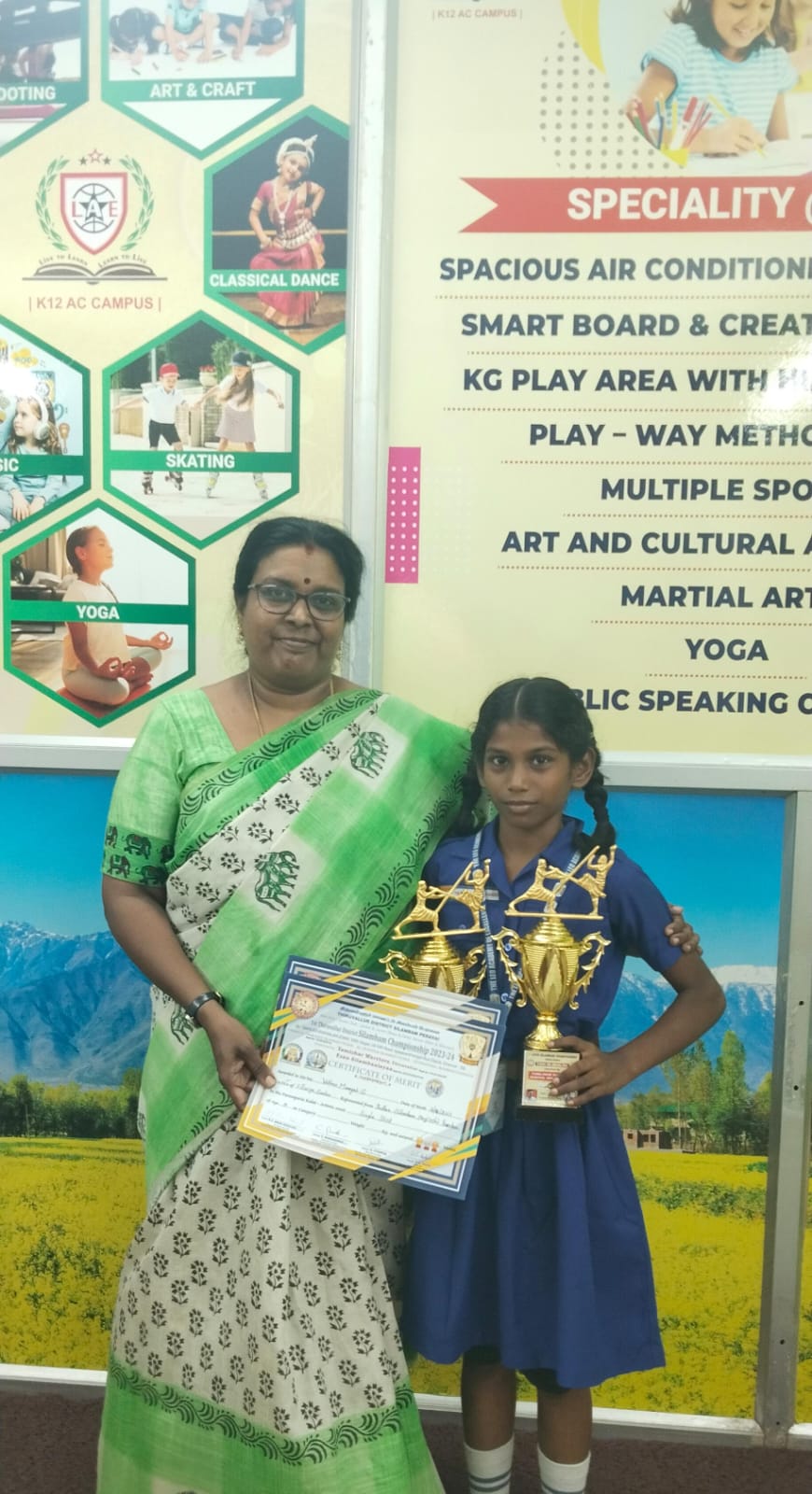 Student wins gold medal in Silambam championship S. Vishnu Maayah, Std.5 of The Leo Academy of Excellence Senior Secondary School (CBSE), Anna Nagar has participated in the Thiruvallur District Silambam Championship 2023-24, conducted by Tamizhar Warriors and Esan Silambalaya. She has bagged a gold medal in Silambam single stick and a silver medal in Silambam double stick events.