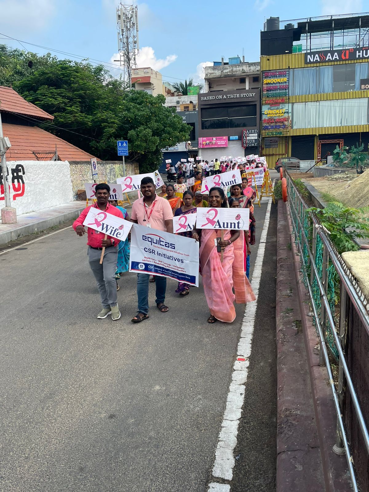 Equitas conducts awareness Walkathon In connection with Breast Cancer awareness month (October), Equitas Development Initiatives Trust (Anna Salai) conducted Breast Cancer Prevention Awareness Walkathon at Besant Nagar. Equitas Rehabilitated pavement dwellers families also participated in the event. The event was organised by CAN STOP. M. Krishnamurthy (CSR Manager, Equitas) coordinated the event.