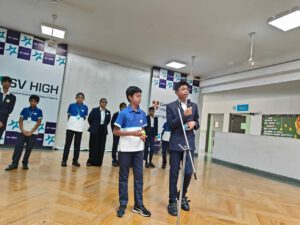 Students solves Rubik’s Cube The students of SV High Global School, Arumbakkam, Nikhil from Std.8 and Ayushman from Std.6, demonstrated their skills on solving the Rubik’s Cube and solved it in 56 seconds at the school assembly on Oct. 30. Erno Rubik invented the Rubik’s Cube, a popular toy of the 1980s. A Rubik’s Cube consists of 26 small cubes that rotate on a central axis, nine coloured cube faces, in three rows of three each, form each side of the cube. When the cube is twisted out of its original arrangement, the player must return it to the original configuration, which has one among 43 quintillion possible options.