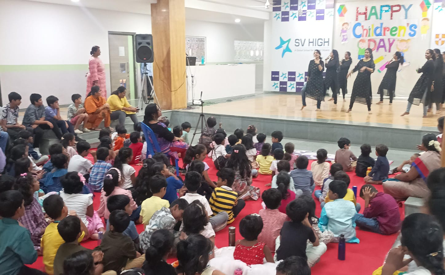 Children's Day Celebration SV High Global School, Arumbakkam, celebrated Children's Day on Nov.14 in its premises. November 14 is celebrated as Children's Day in India to mark the birth anniversary of the nation first Prime Minister Jawaharlal Nehru as a tribute to his contribution towards the development of the nation and his fondness for children. Nehru was a strong believer of instilling rich moral virtues in children. It is celebrated with great fervour and enthusiasm across the country. The day was planned to make it memorable for all the students. A special assembly was conducted and the teachers planned some dances and skit to display the role reversal. The surprise element was the skit that depicted a day in school, wherein teachers enacted the students. It is important to remember that the children are the building blocks of the nation and contribute towards the greater benefit of the society.