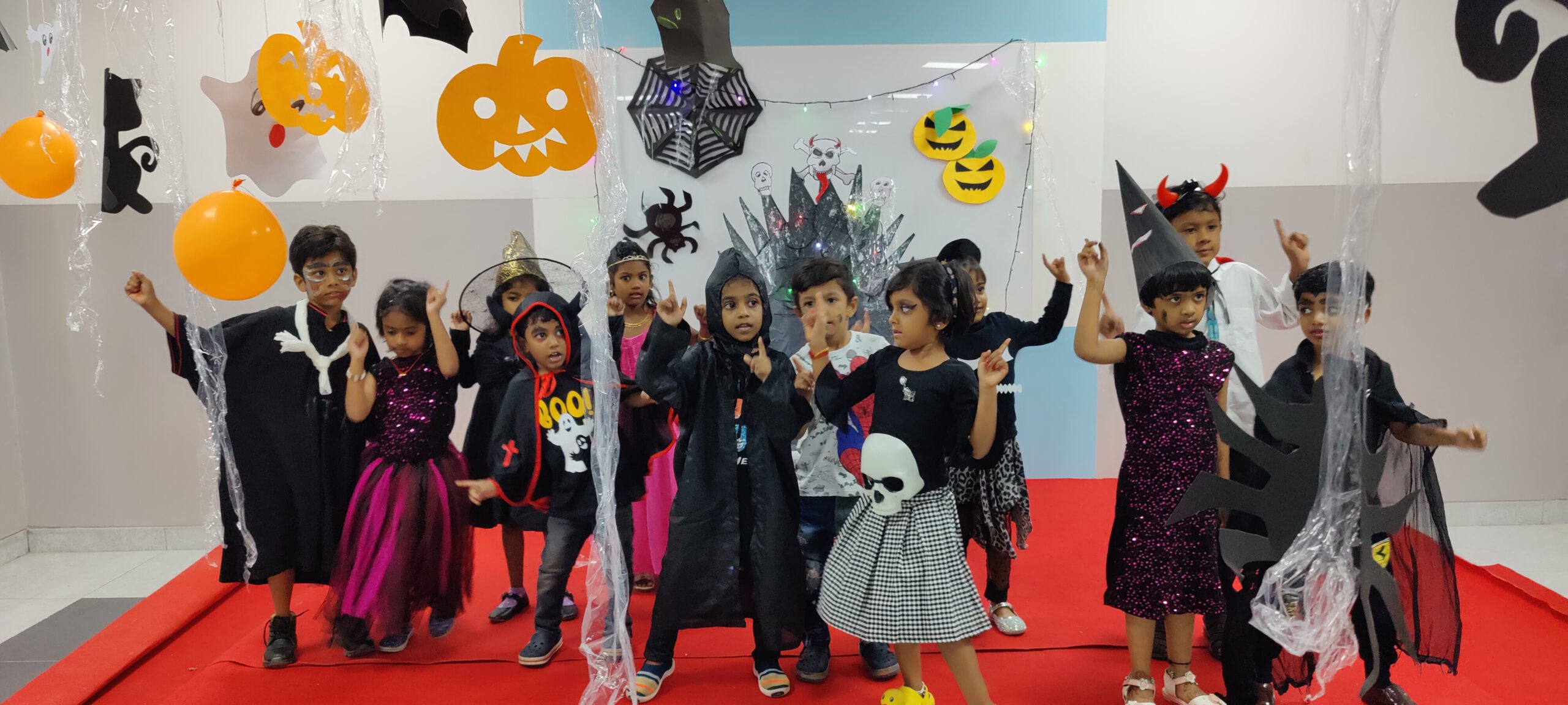 Students observes Halloween SV High Global School, Arumbakkam, the students observed Halloween on October 31. The students dressed up creatively to display their scary self. A Horror House with a Throne of Horns was made with special effects to immerse everyone in the spirit of Halloween. Tattoos with spooky characters were made on the student’s hands. The students tried to trick, but were given treats as well. Halloween festival is associated with some of the famous traditions like Carving Jack-o’-Lanterns, Wearing Scary Costumes, Trick-or-Treating, Black Cats, Black and Orange, Bobbing for Apples, Bats and its own signature colour scheme, Black and orange.