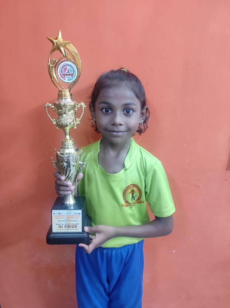 Silambam Champions Velammal Vidyalaya, Karambakkam, J. Samyutha and R. Dhanshika of Std.2 bagged first and second prize in Silambam competition held at State and National Level.